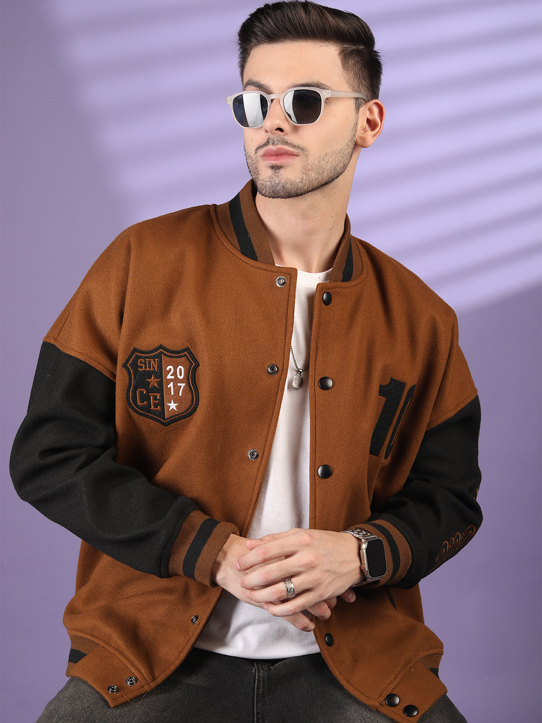 CHKOKKO Men Running Sporty Winter Wear Jacket with Patchwork