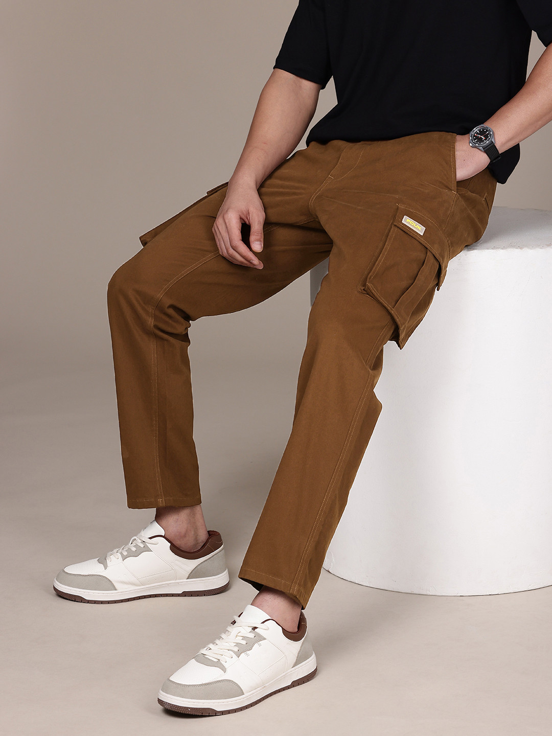 FCUK Men Smart Easy Wash Cargos Trousers