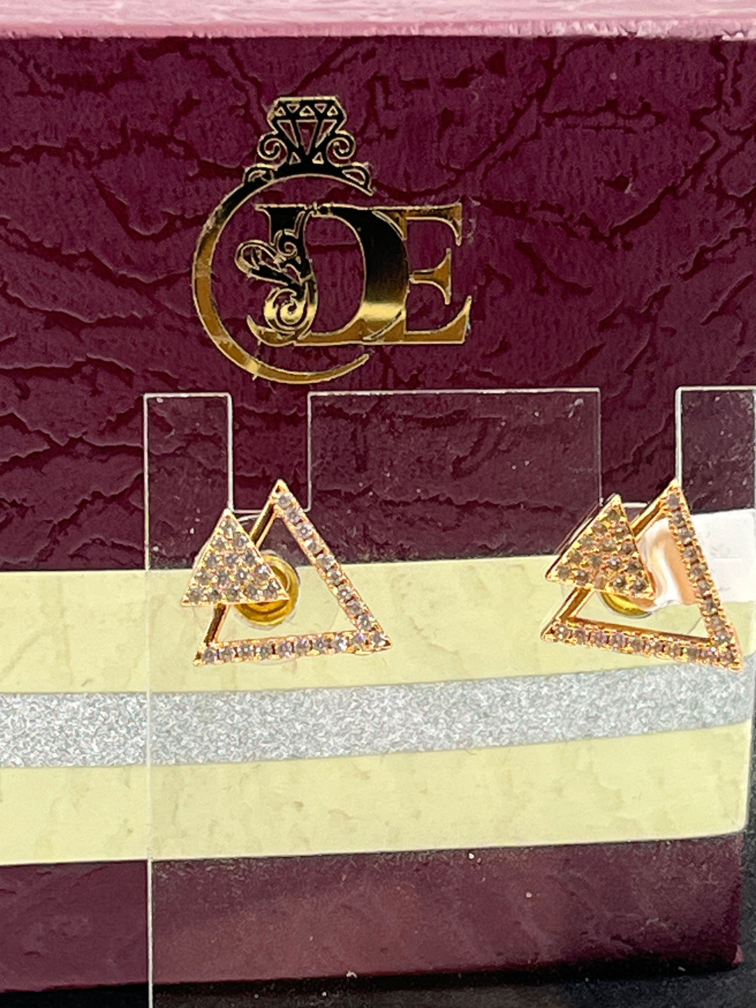 DRAMATIC EFFECT Rose Gold Plated Artificial Stones Studs