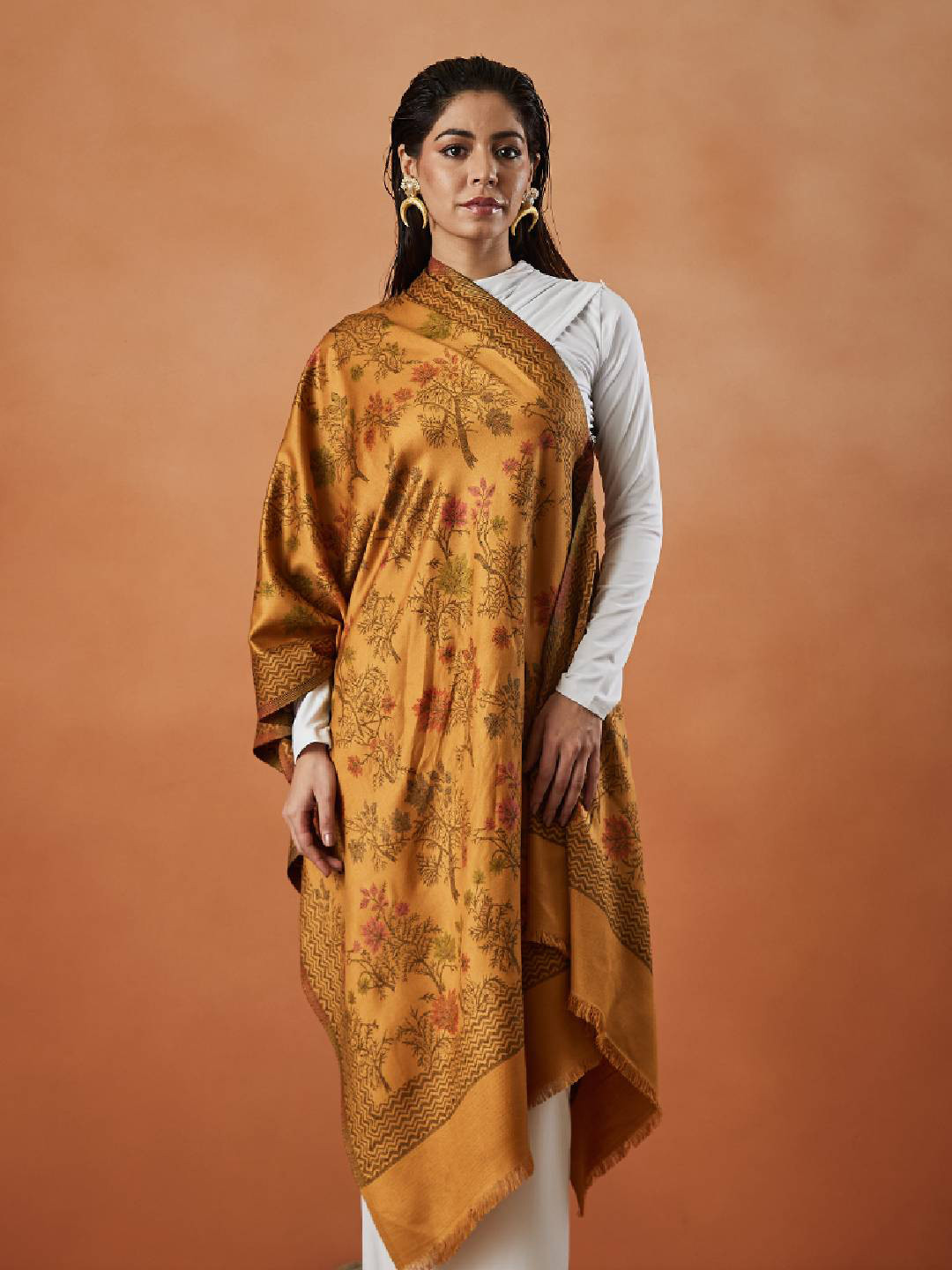 Pashmoda Shalimar Kaani Floral Woven Design Shawl