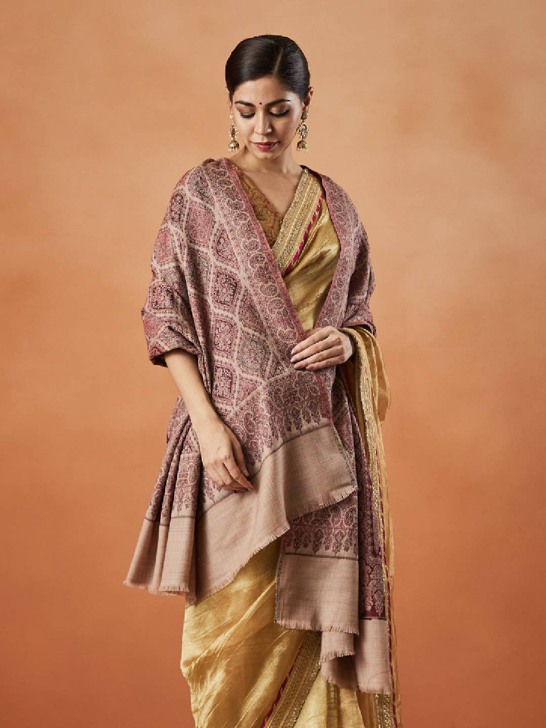 Pashmoda Paisley Woven Design Fringed Shawl