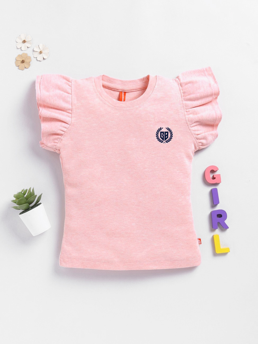 Here&Now X Game Begins Brand Logo Flutter Sleeve Cotton Top