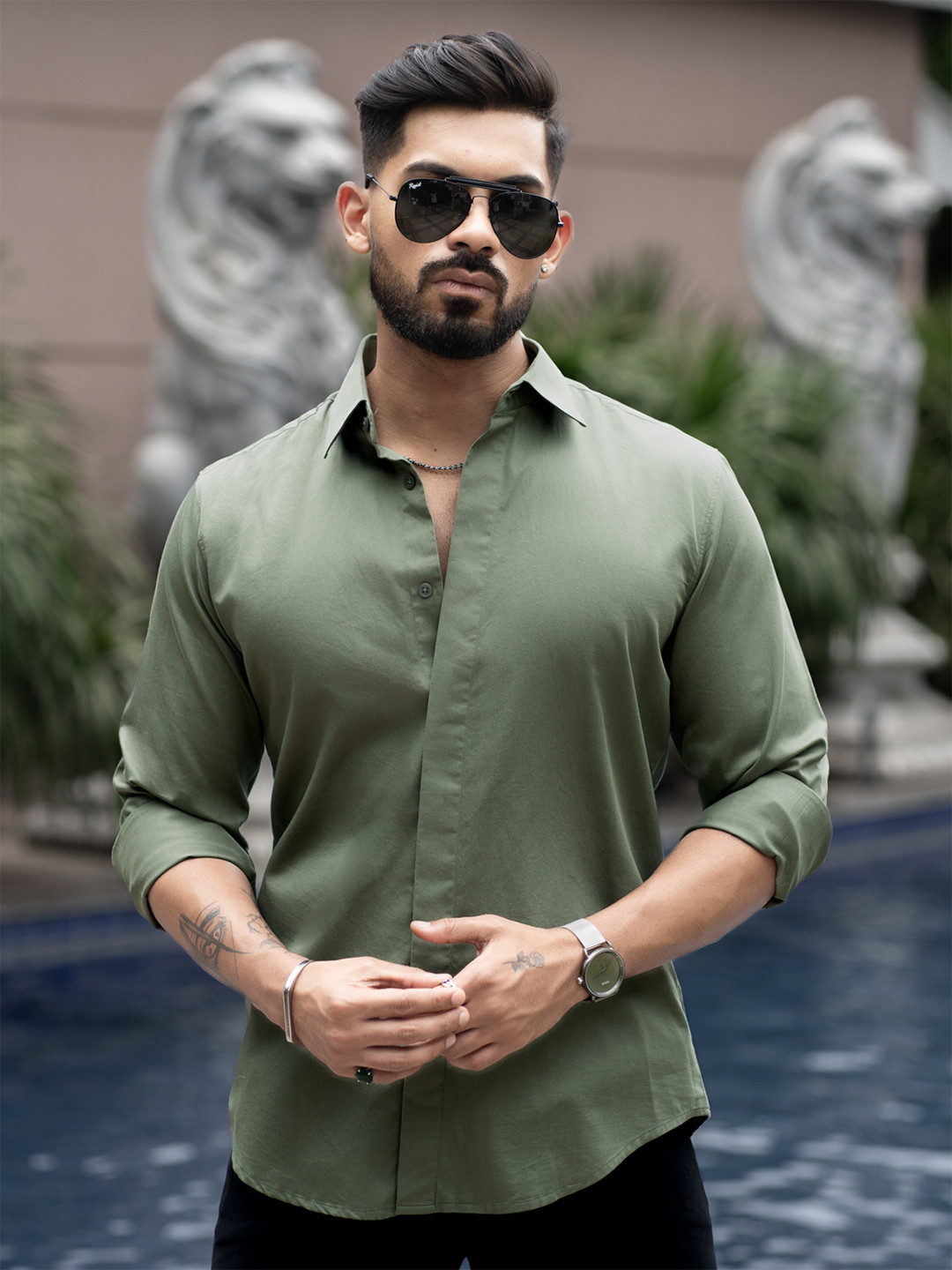 Urban Scissors Men Regular Fit Spread Collar Cotton Shirt