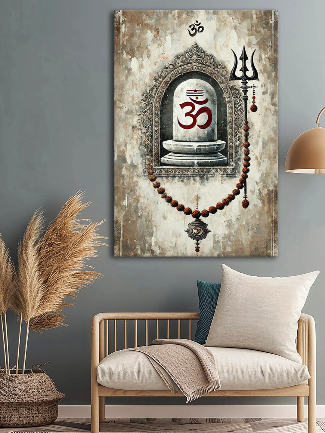 999Store Om and Shiva Lingam Canvas Wall Rectangle Paintings Wall Art -24 x 36 In
