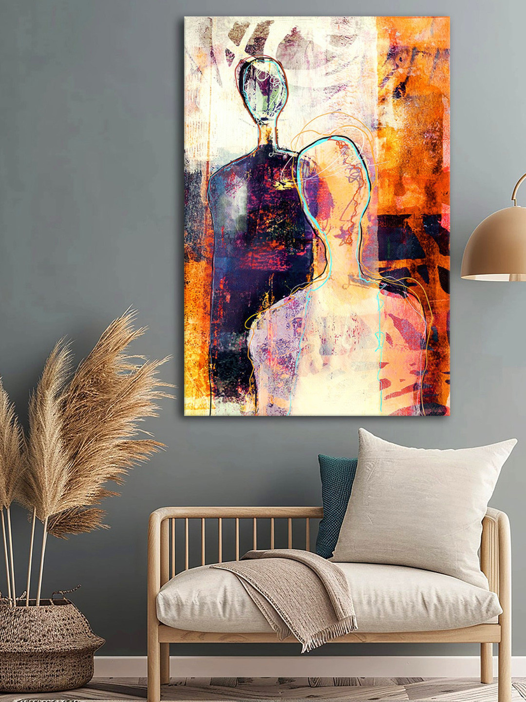 999Store Purple & Orange-Coloured Abstract Canvas Wall Art