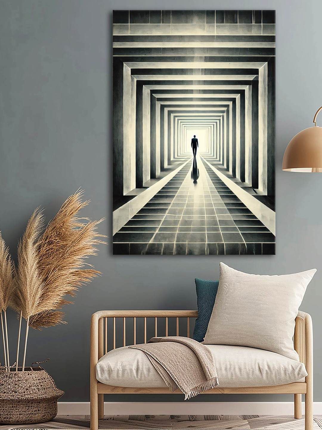 999Store Grey & Black Geometric Canvas Wall Art