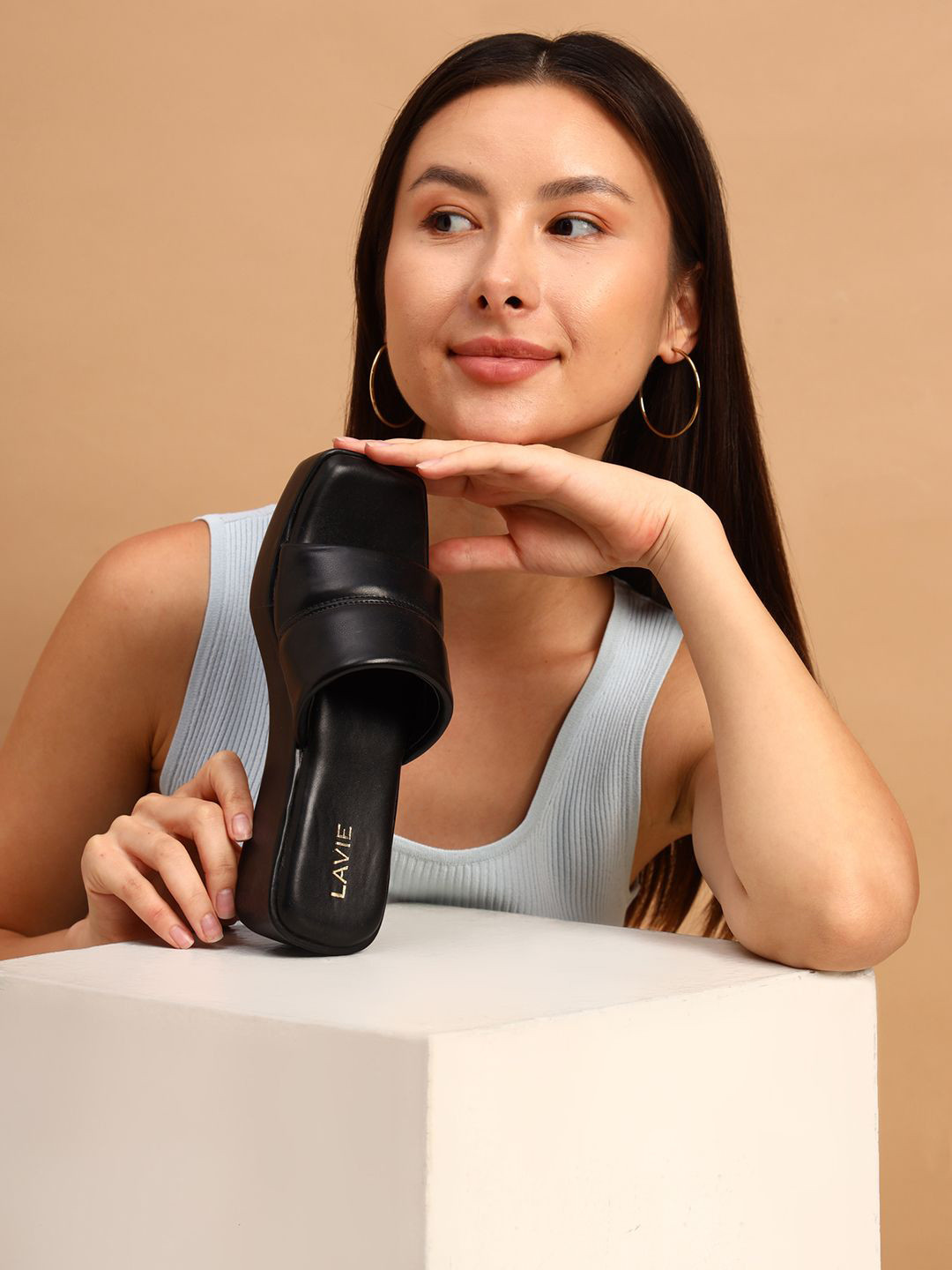 Lavie Women's Textured PU Wedge Gladiators