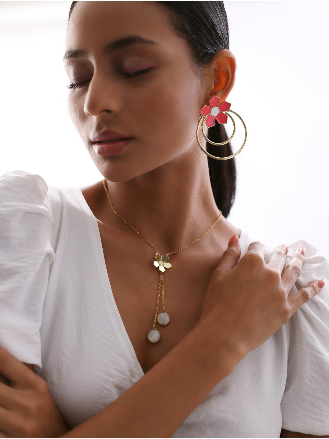 Varnika Arora Gold-Plated Stone Studded Plume Necklace