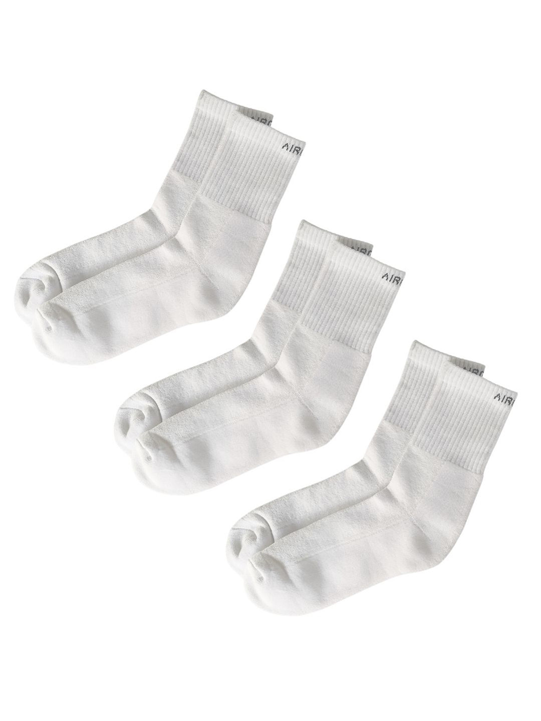 AIR GARB Pack of 3 White Color Crew Length Short Pure Cotton Breathable Socks