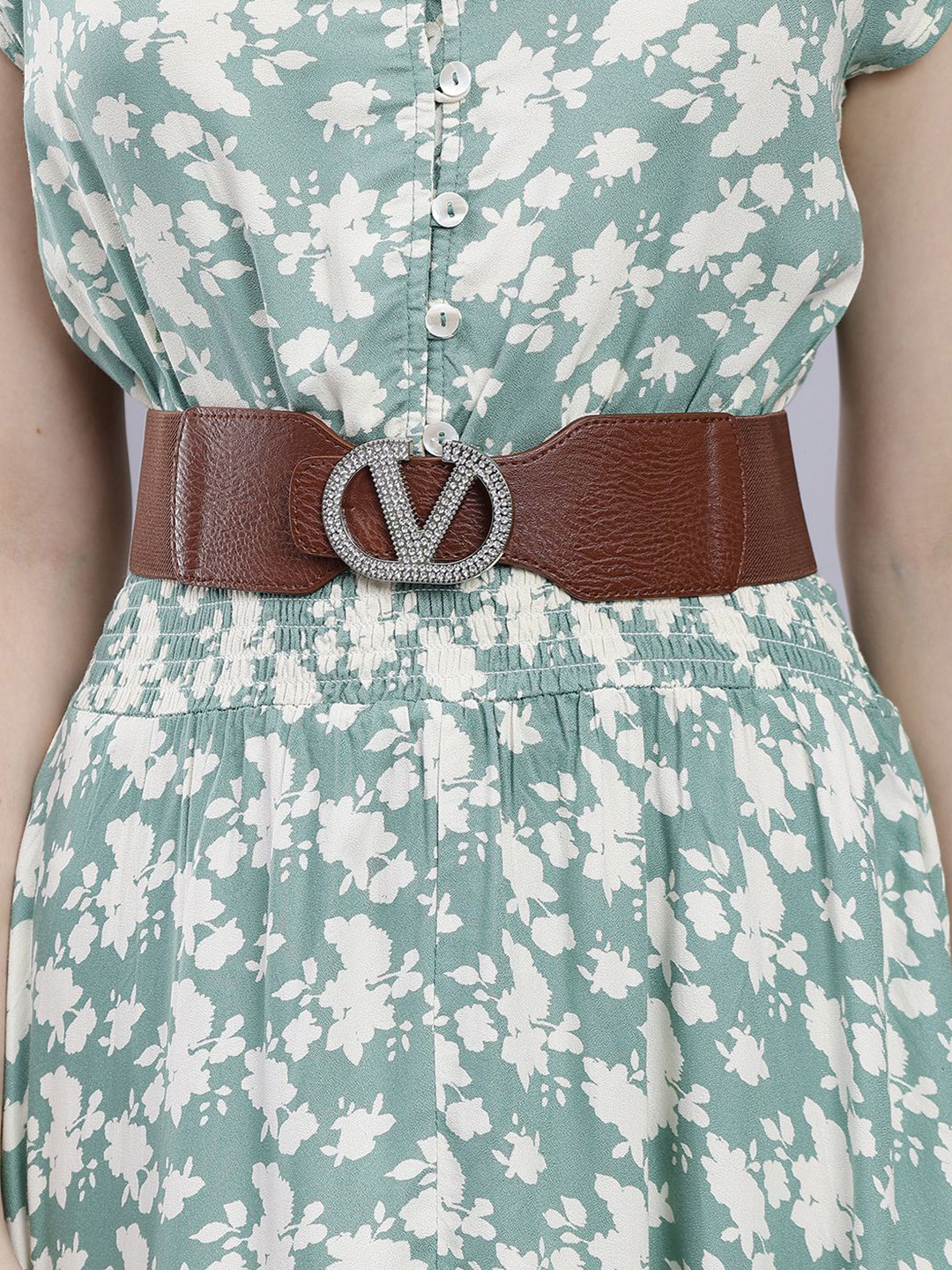 SAZARA Women Push Pin Closure Textured Belt