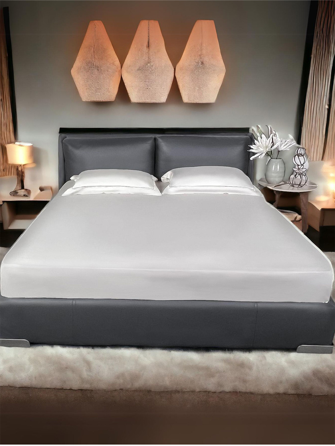 ERBA Valleta White Cotton 500 TC King Superfine Bedsheet with 2 Pillow Covers-108 x 108 inches