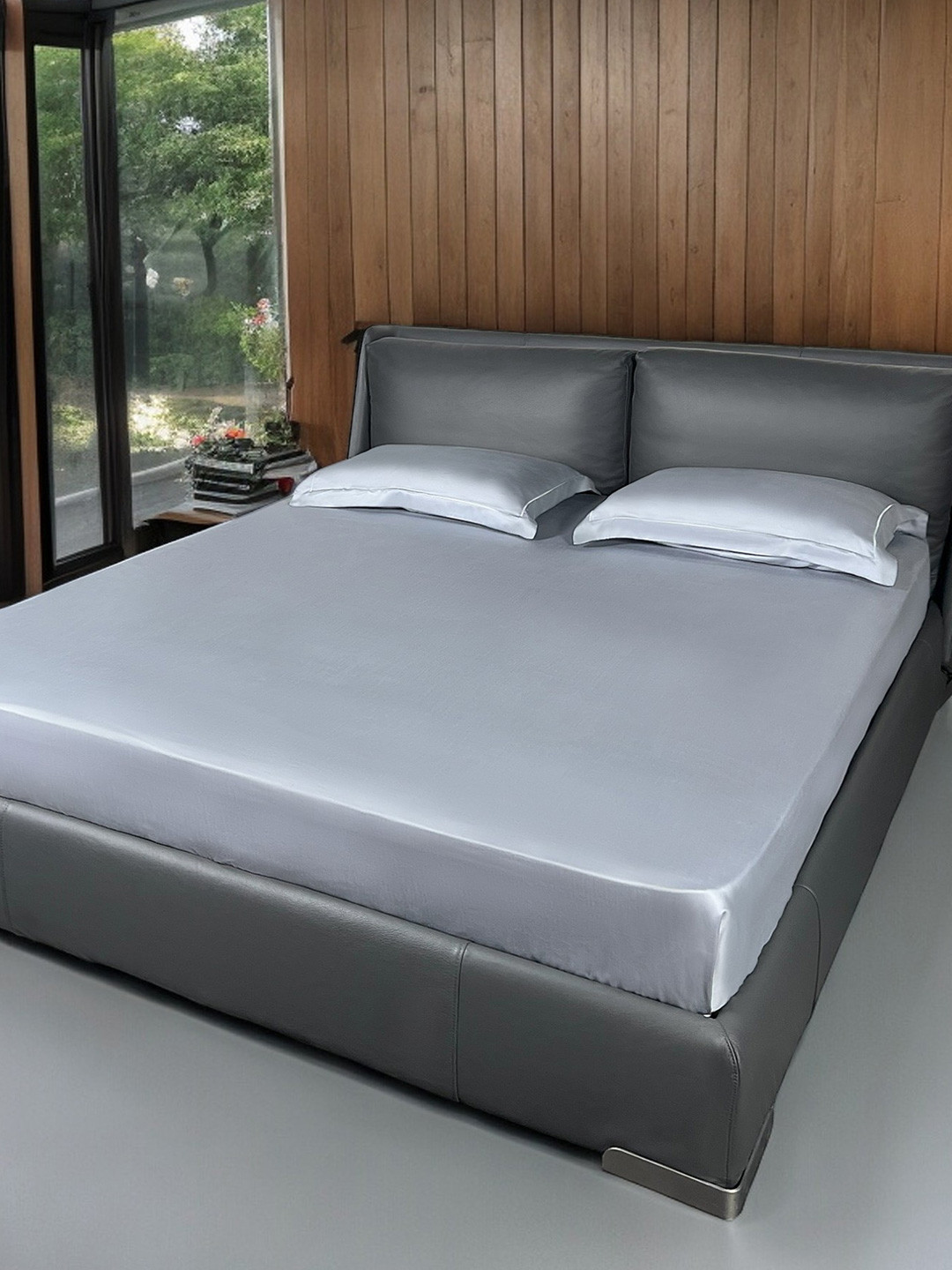 ERBA Torino Fossil White Cotton 500 TC King Superfine Bedsheet with 2 Pillow Covers-108 x 108 inches