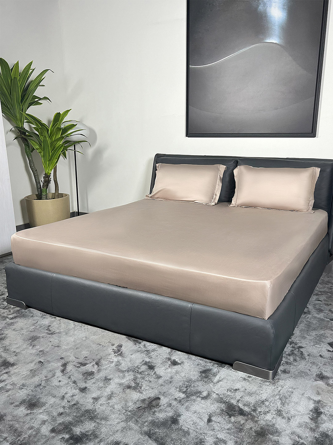 ERBA Torino Clay Rose Gold Cotton 500 TC King Superfine Bedsheet with 2 Pillow Covers-108 x 108 inches