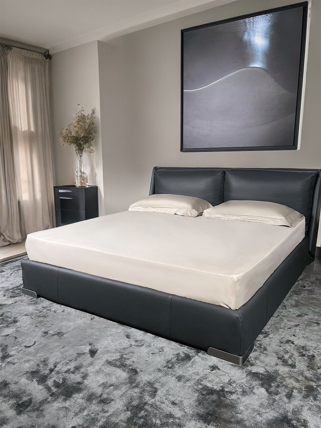 ERBA Lifestyle Beige Cotton 500 TC King Superfine Bedsheet with 2 Pillow Covers-108 x 108 inches