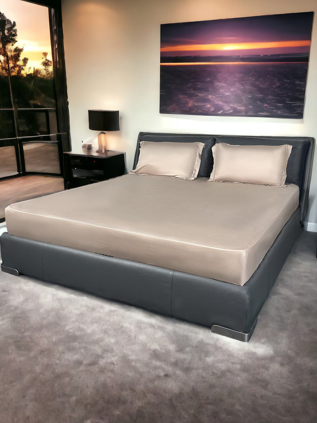 ERBA Palma Clay Rose Cotton 500 TC King Superfine Bedsheet with 2 Pillow Covers-108 x 108 inches