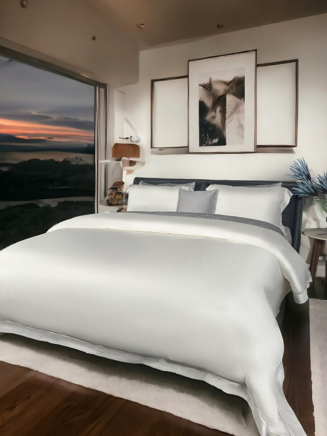 ERBA Valleta White Cotton King Size Duvet Cover