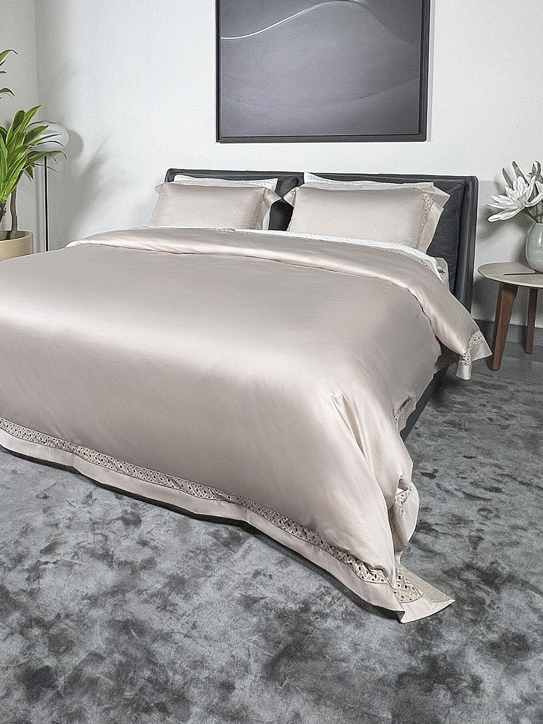ERBA Oran Beige King Size Satin Duvet Cover