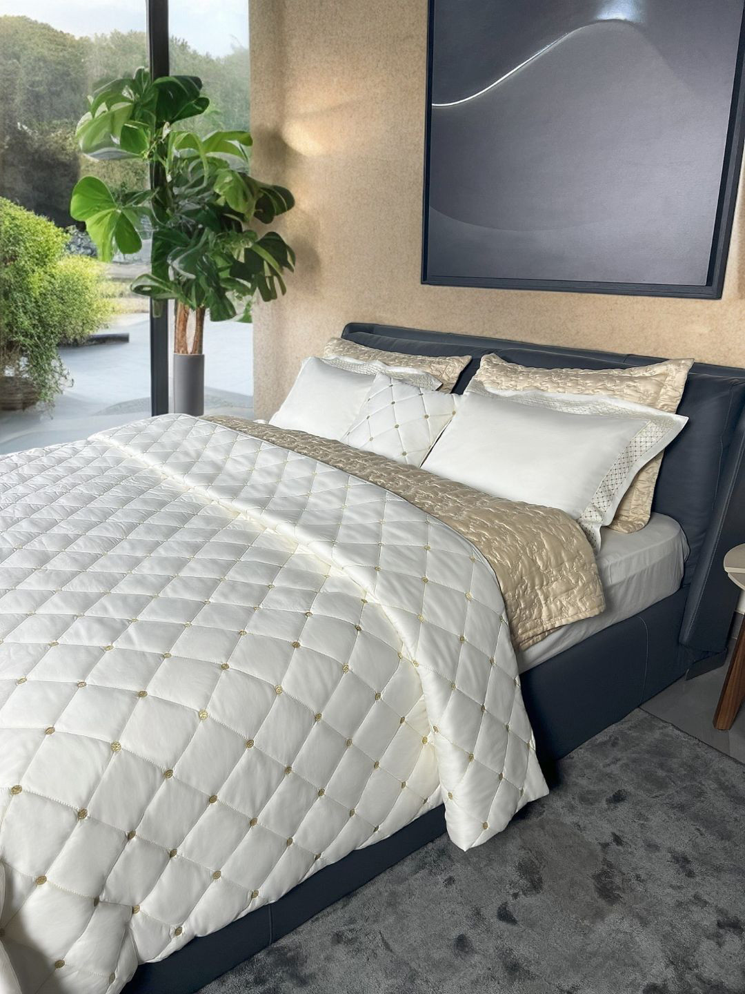 ERBA Genoa White Textured Cotton King Size Duvet Cover