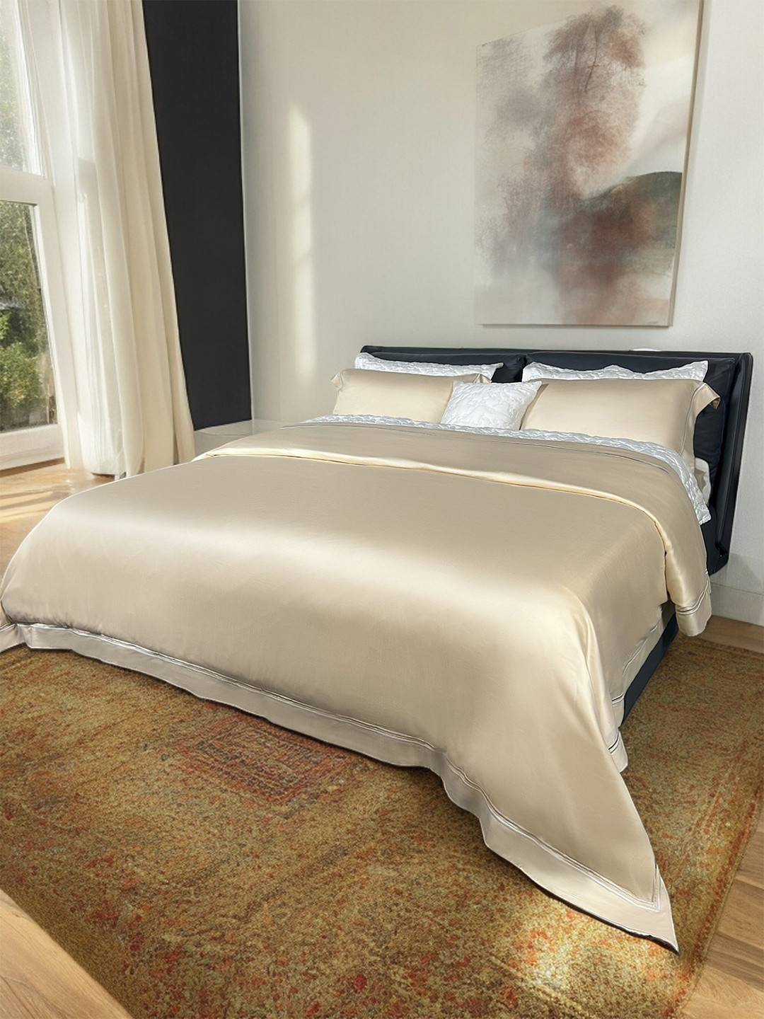 ERBA Valleta Cream Cotton King Size Duvet Cover