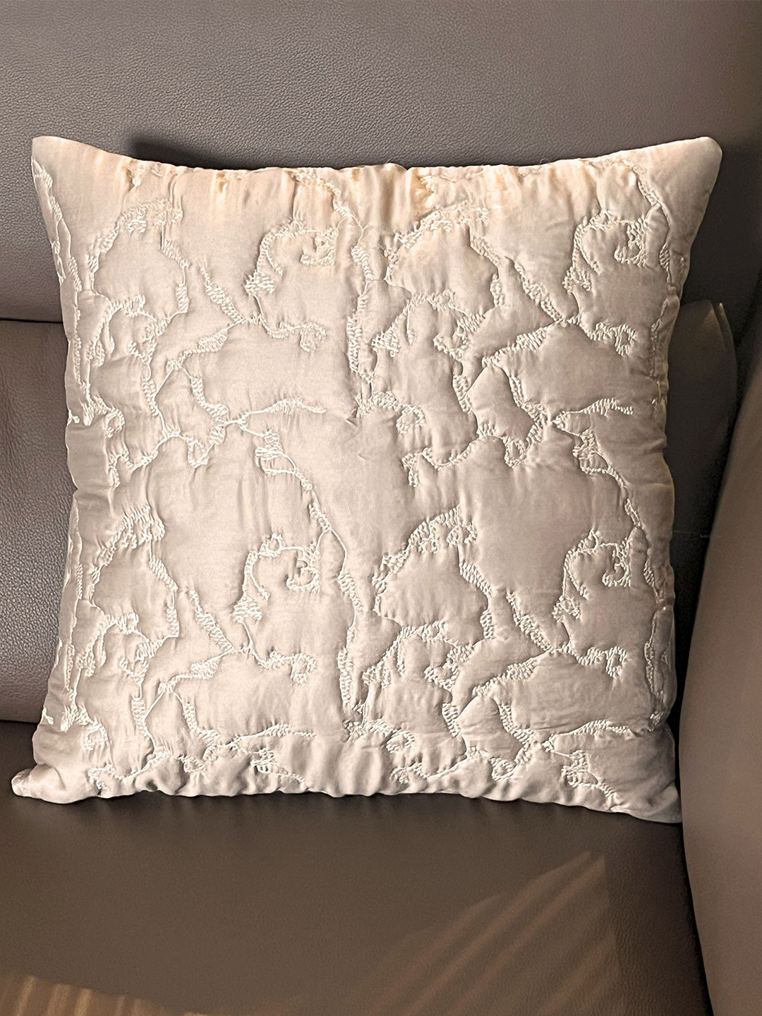 ERBA Mercin Brown Abstract Textured Cotton Square Cushion Cover