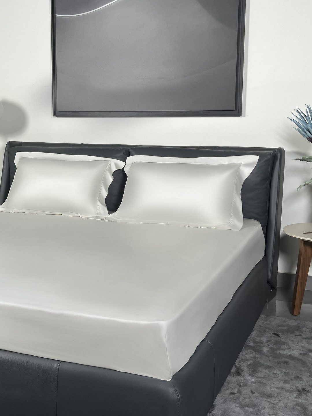 ERBA Palma White 2 Pieces Pure Silk Rectangle Pillow Covers