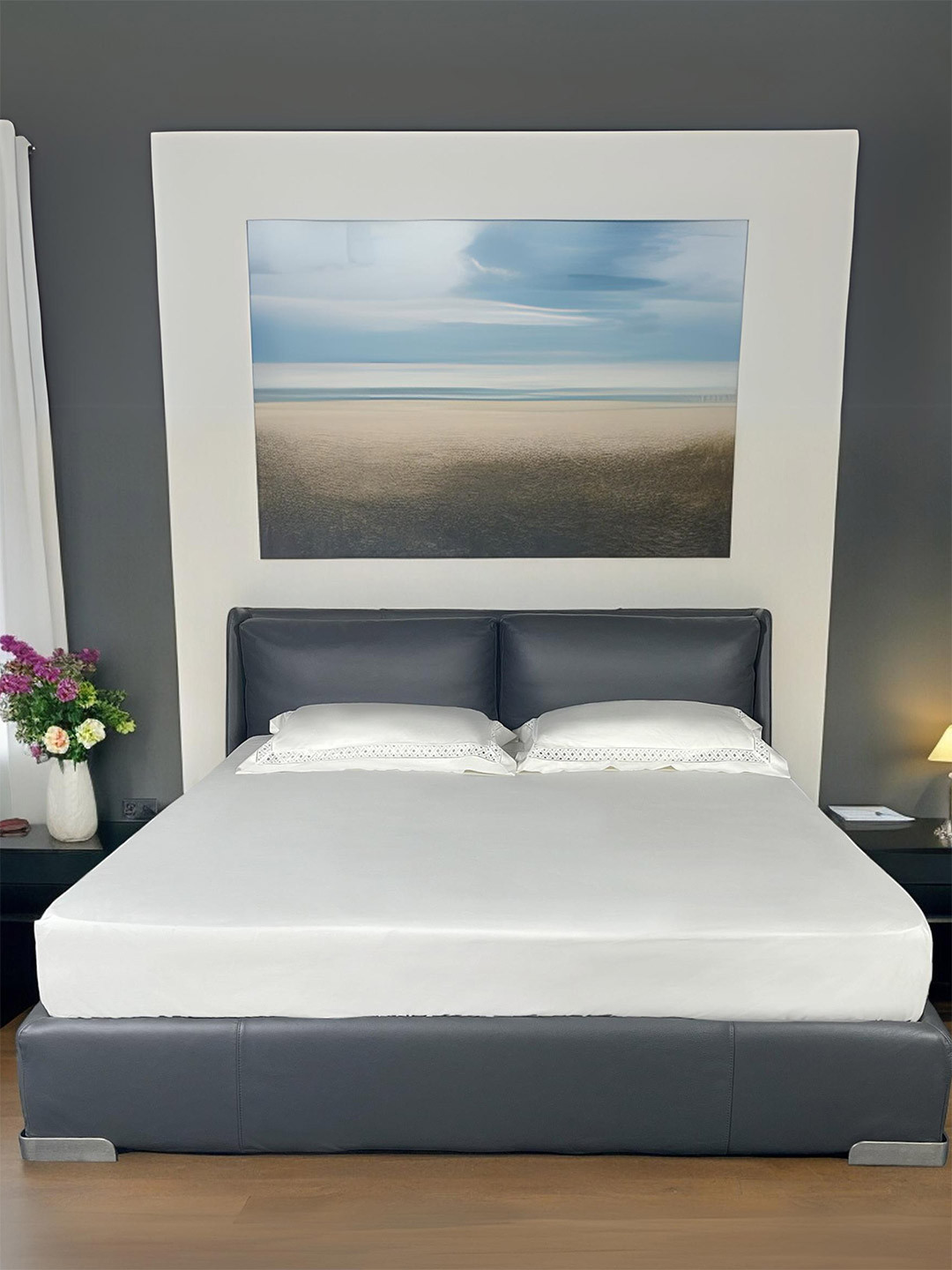 ERBA Oran White & Black 2 Pieces Pure Silk Rectangle Pillow Covers