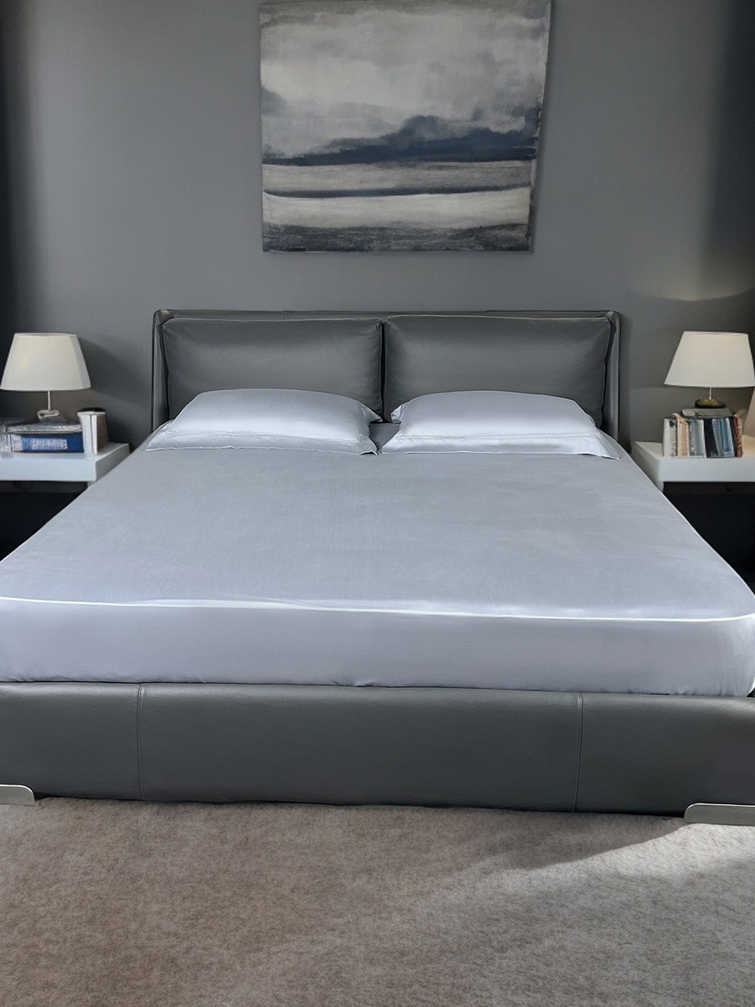 ERBA Palma Blue 2 Pieces Pure Silk Rectangle Pillow Covers