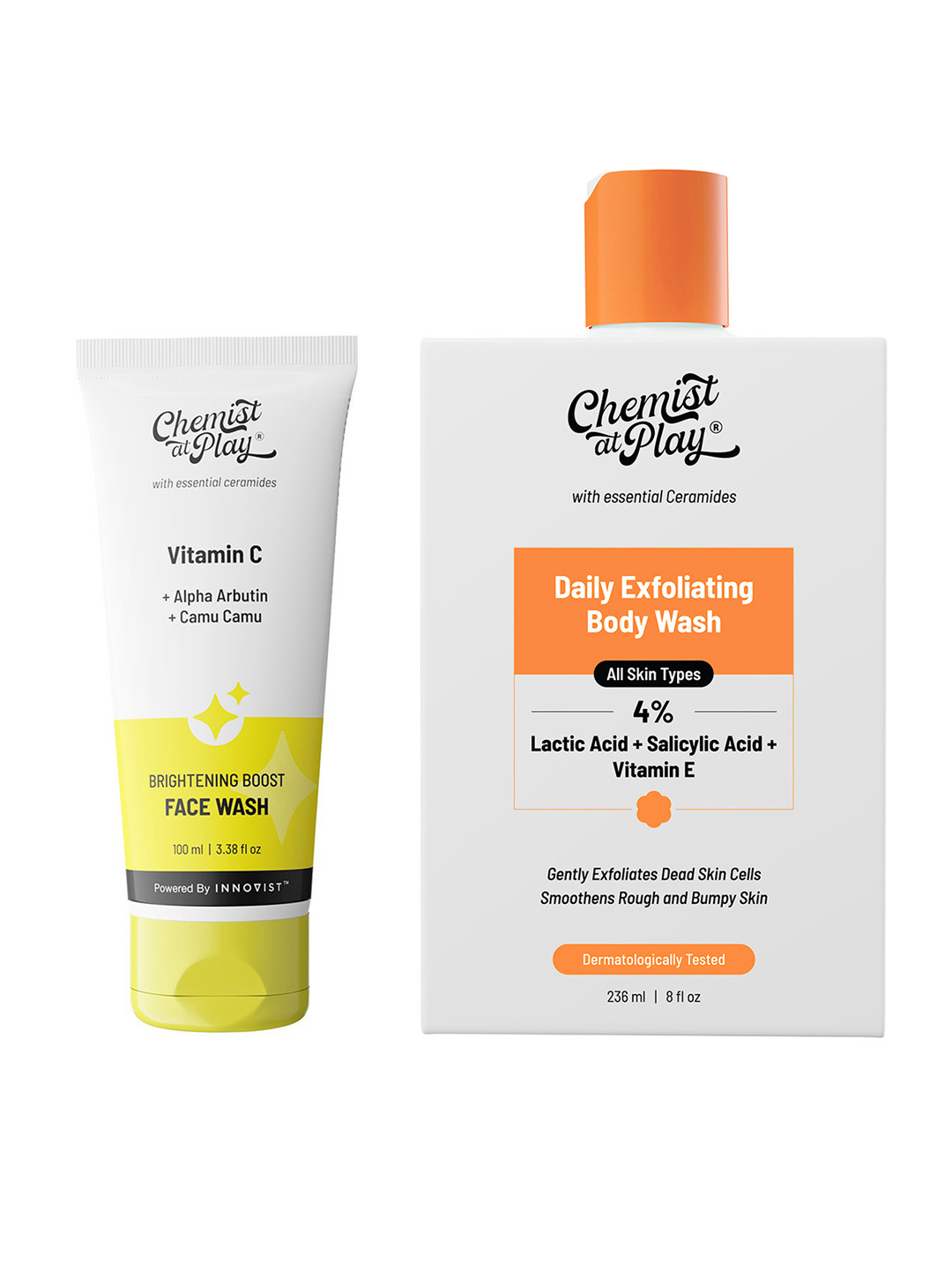 Chemist at Play Set of Daily Exfoliating Body Wash - 236ml & Vitamin C Face Wash - 100ml