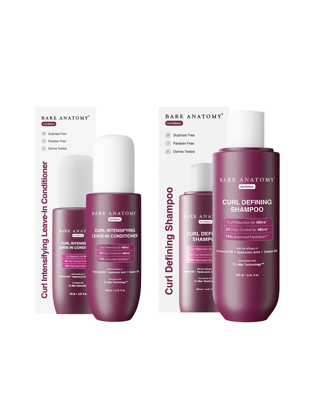 Bare Anatomy Set of Curl Defining Shampoo - 250ml & Curl Intensifying Conditioner - 140ml