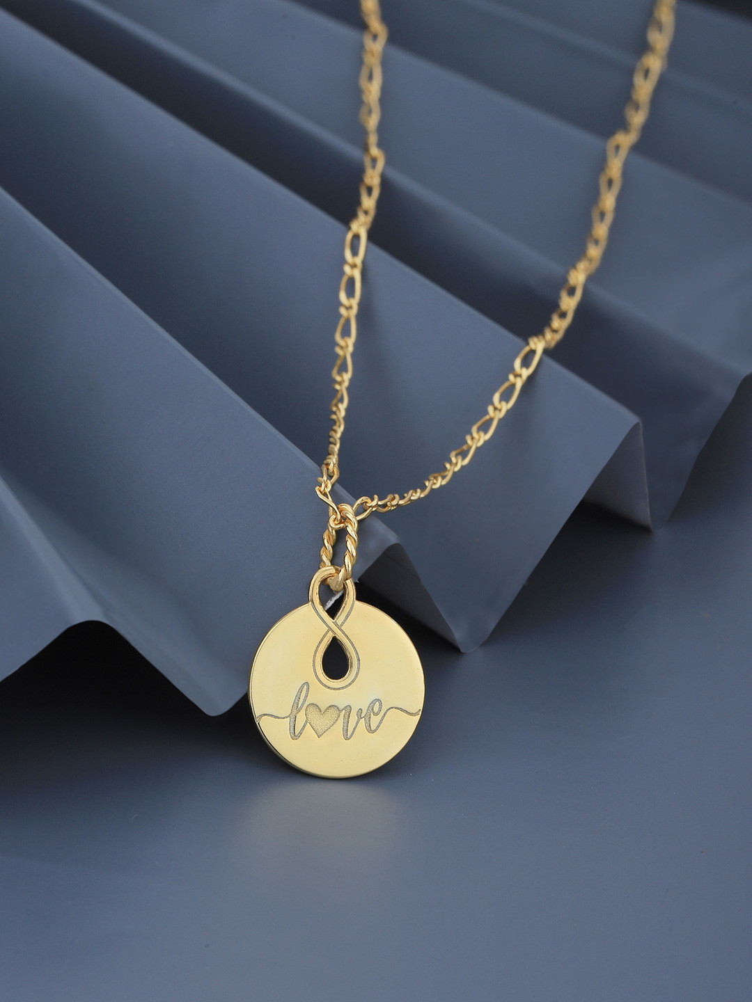 Carlton London 18kt Gold Plated Infininty with Love Texture Pendant and Chain