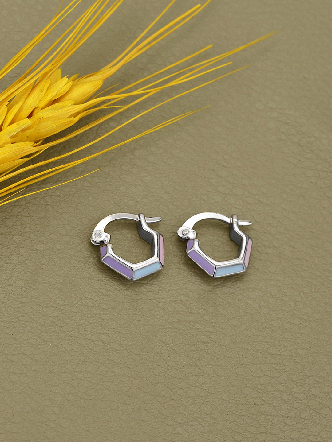 925 Sterling Silver Colorful Huggies Earring