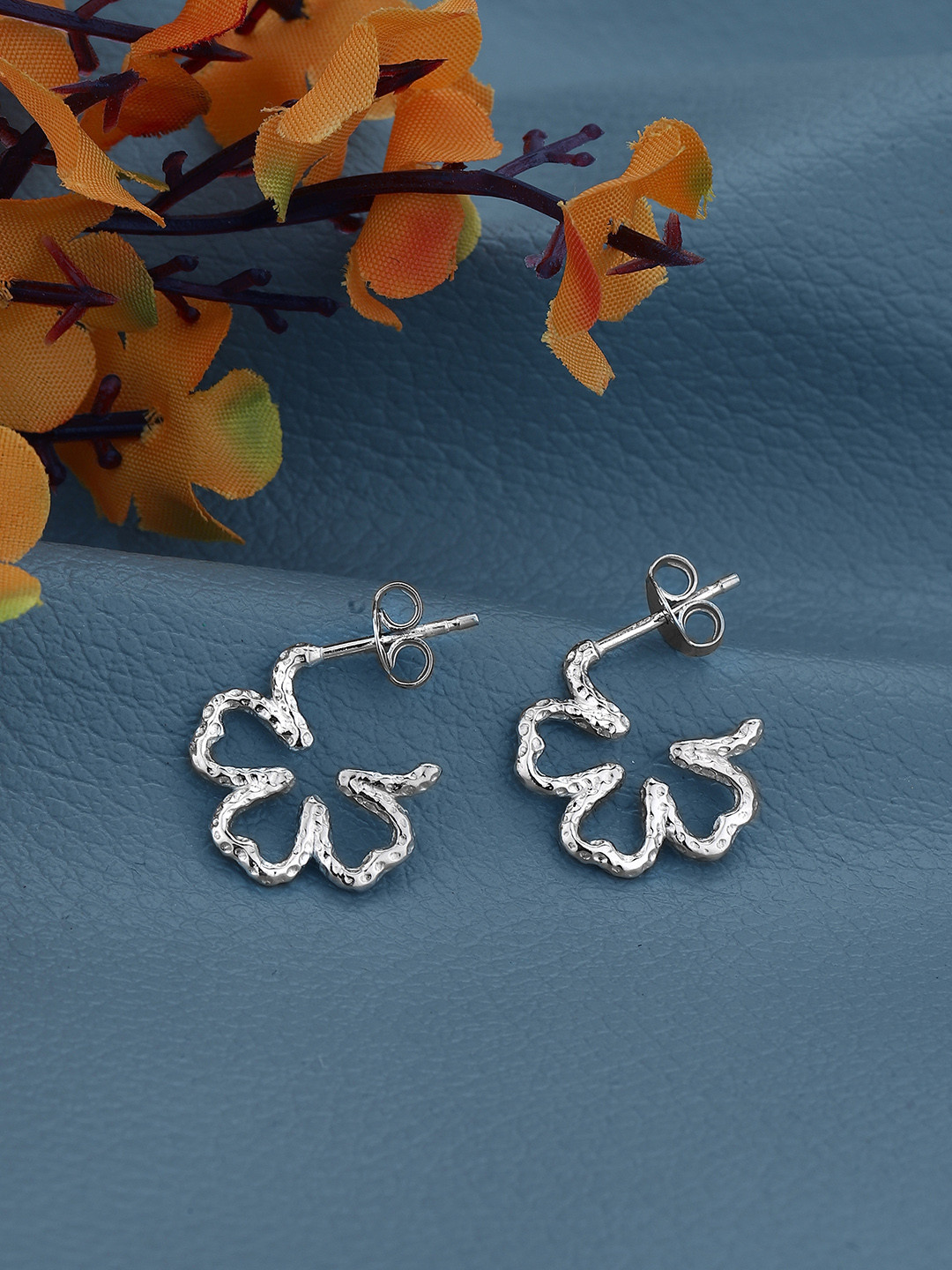 925 Sterling Silver Molten Hearts Earring