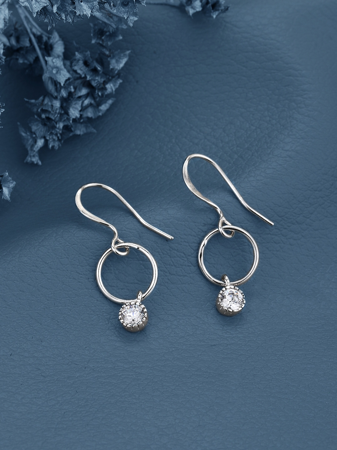 925 Sterling Silver CZ Hoops Earring