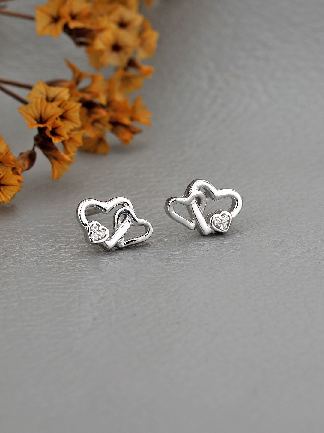 925 Sterling Silver Entangled Hearts Earring