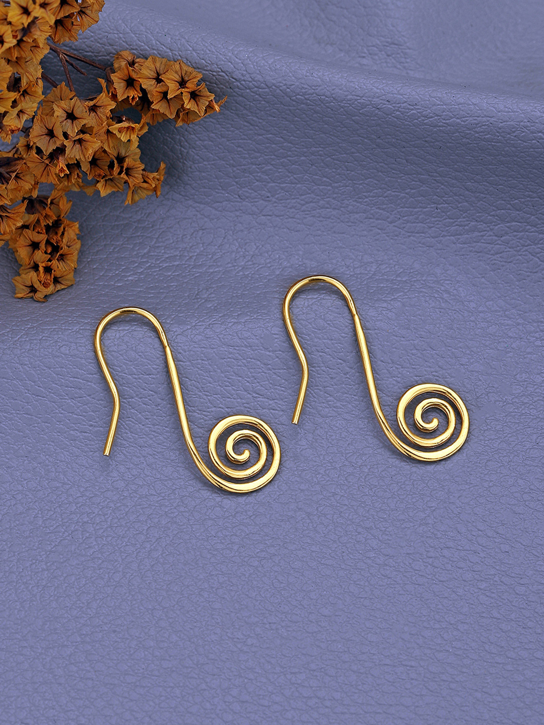 925 Sterling Silver Gold Tonned Spiral Earring
