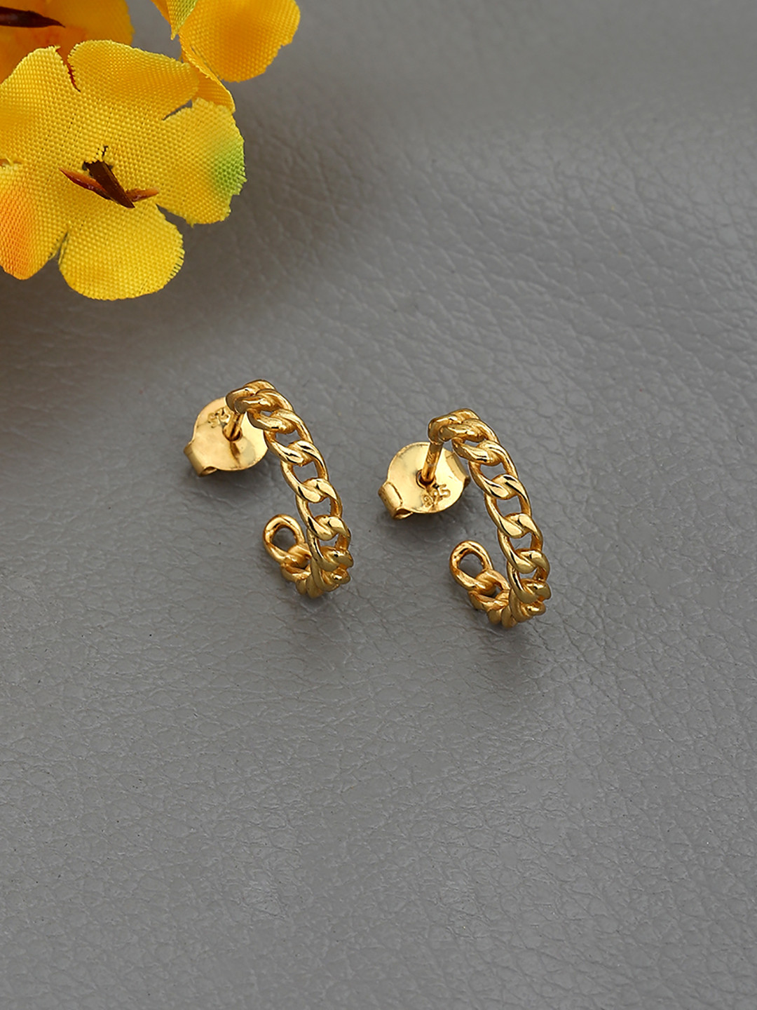 925 Sterling Silver Link Huggies Earring