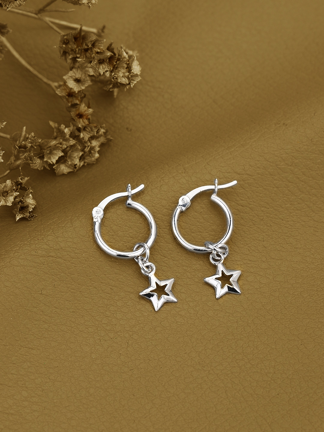 925 Sterling Silver Star Hoop Earring