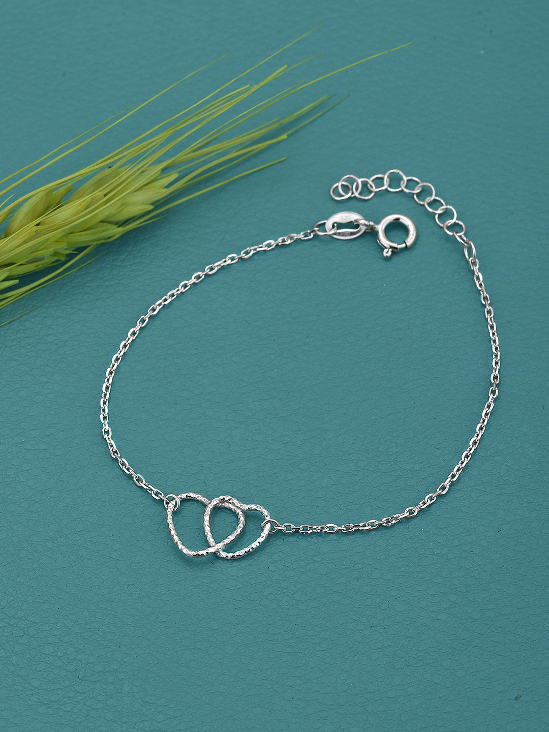 925 Sterling Silver Entangled Hearts Bracelet
