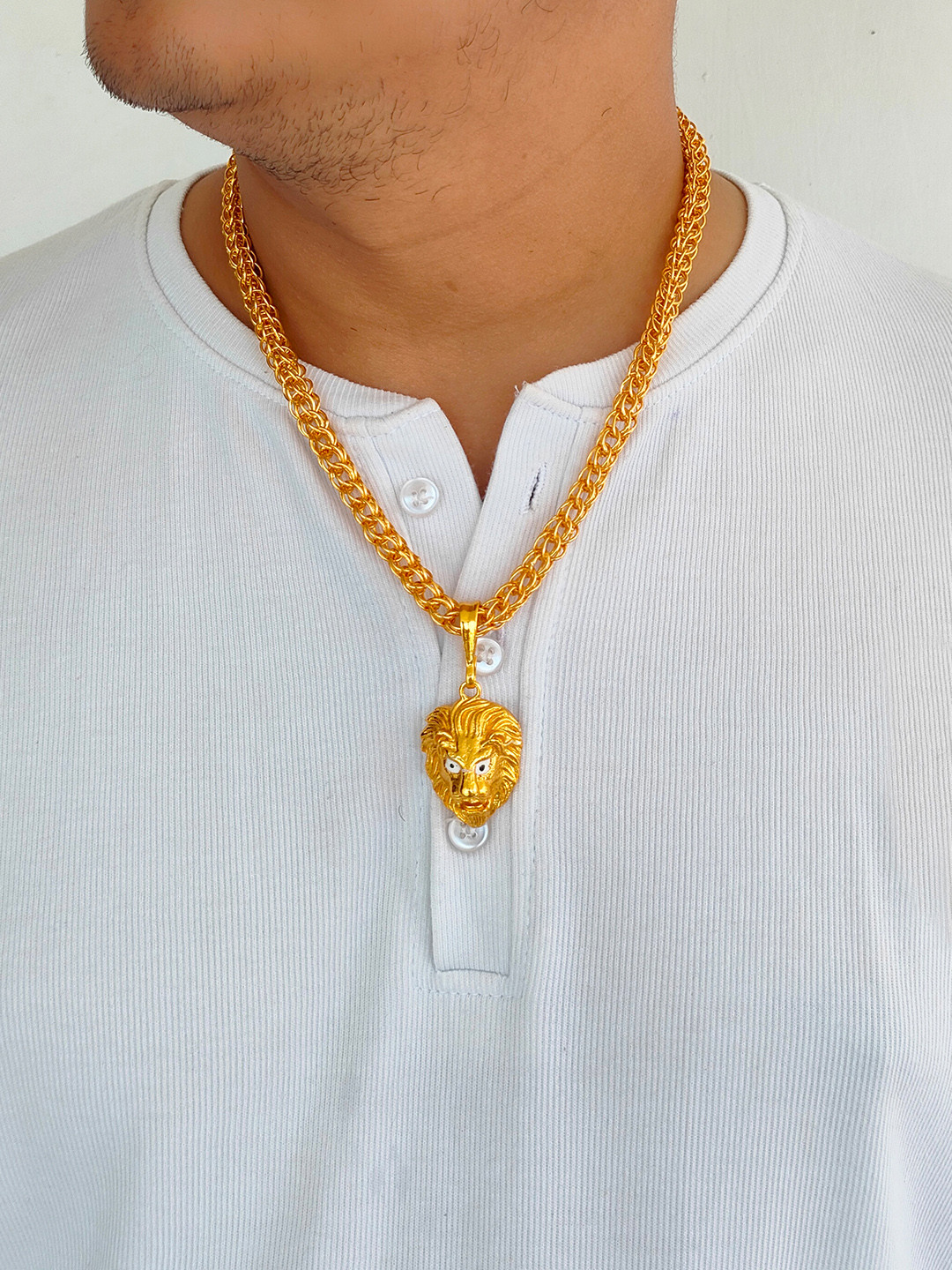 Minprice Men Gold-Plated Contemporary Pendant With Chain