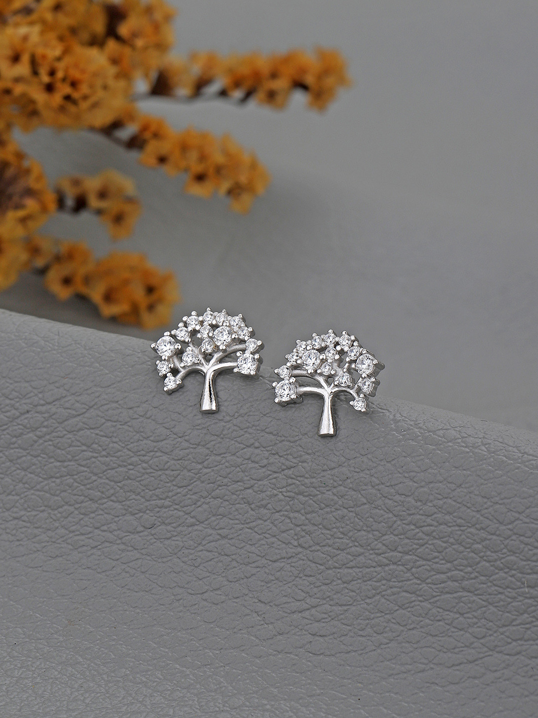925 Sterling Silver CZ Tree of Life Earring