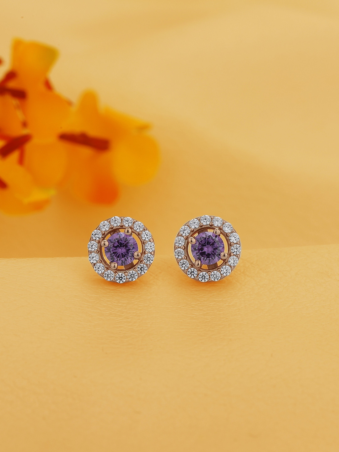 925 Sterling Silver CZ Purple Stone Earring