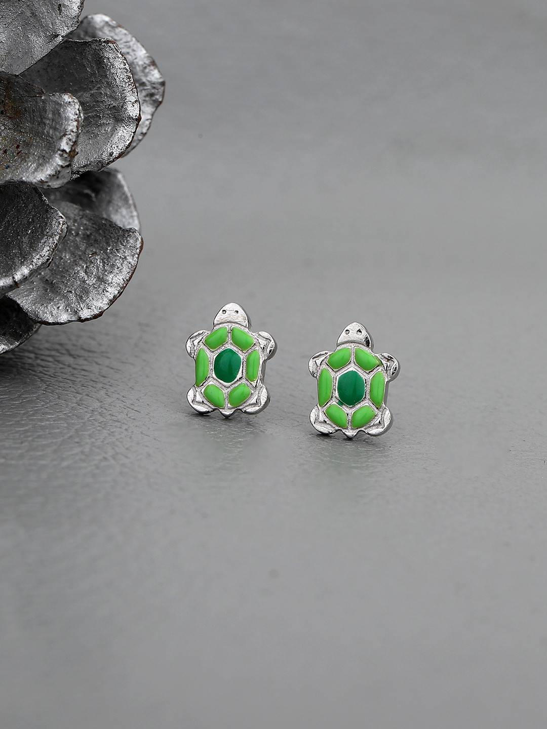 925 Sterling Silver Green Turtle Earring