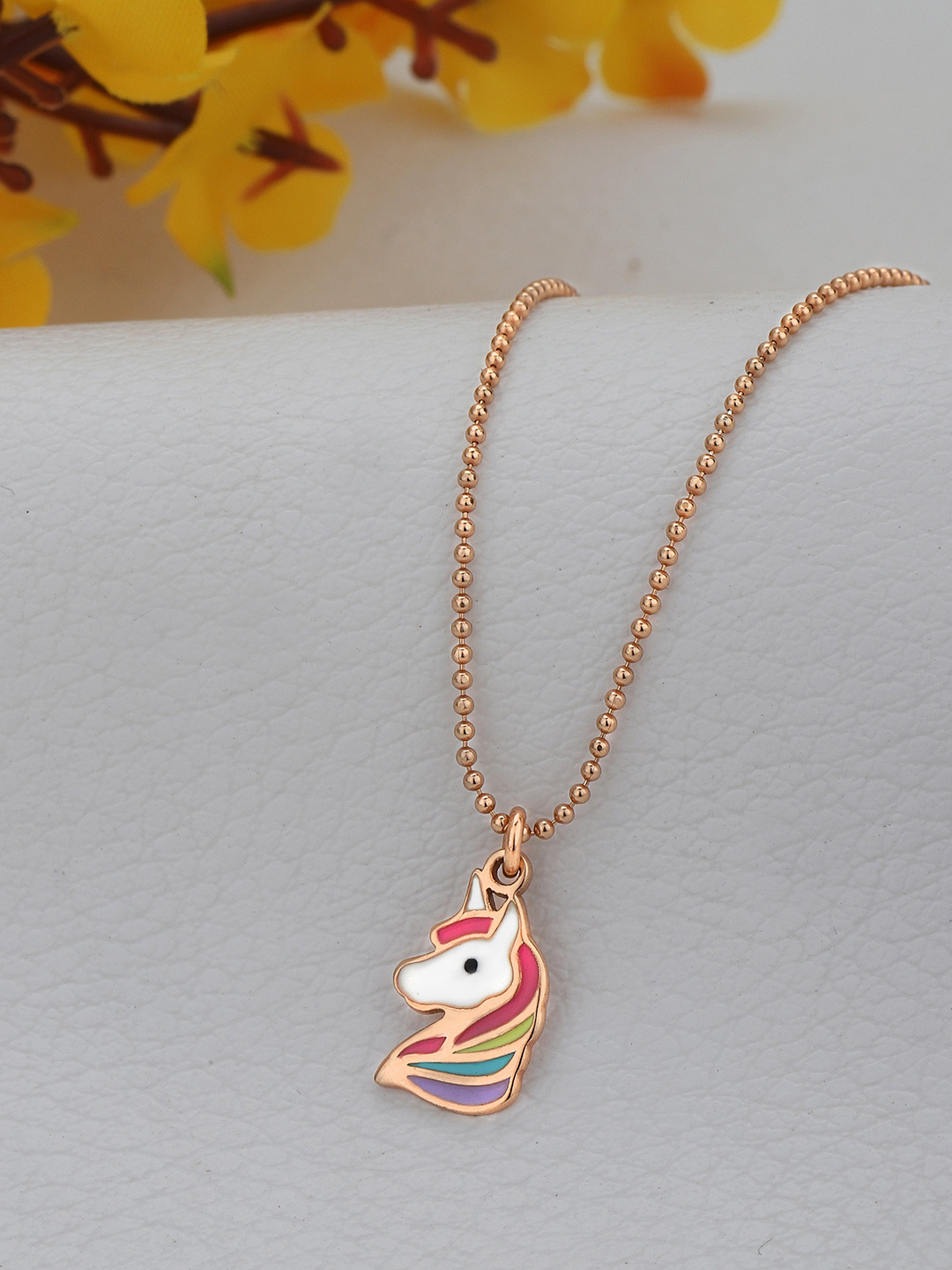 925 Sterling Silver Colorful Unicorn Pendant Necklace