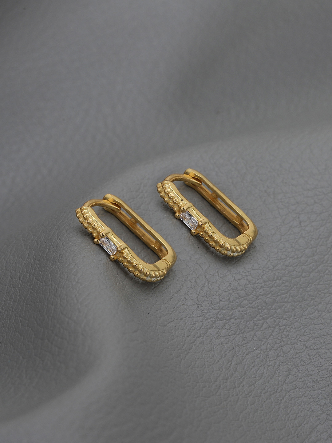 Carlton London 18KT Gold-Plated Cubic Zirconia Studded Square Hoop Earrings