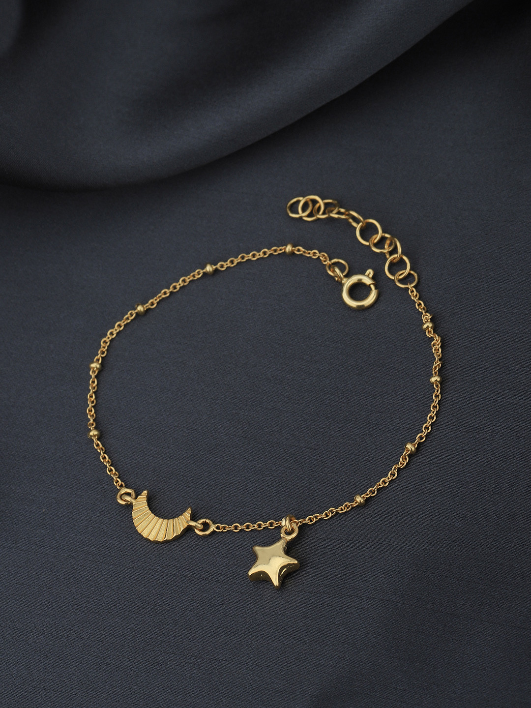 Carlton London 18kt Gold Plated with Moon & Star Charm Bracelet