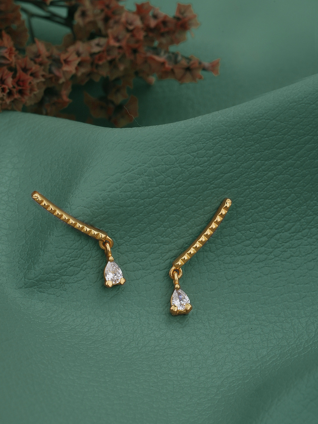 Carlton London 18KT Gold Plated Cubic Zirconia Studded Climber Ear-Cuff Earring