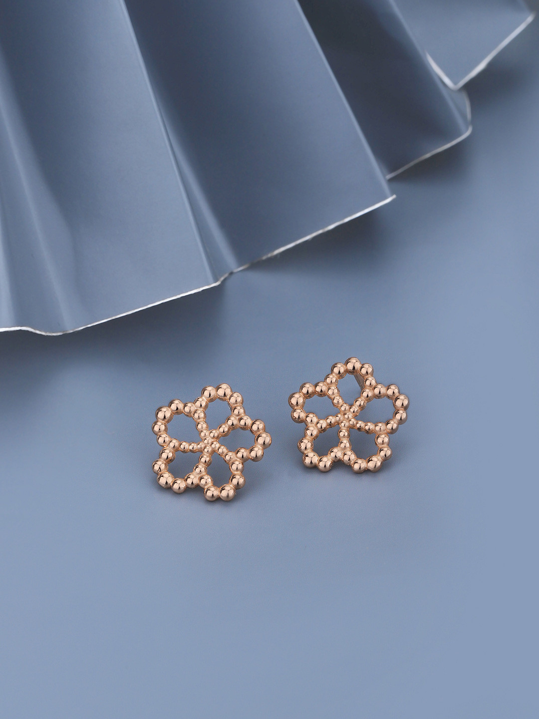 Carlton London 18kt Rose Gold Plated Floral Bold Studs