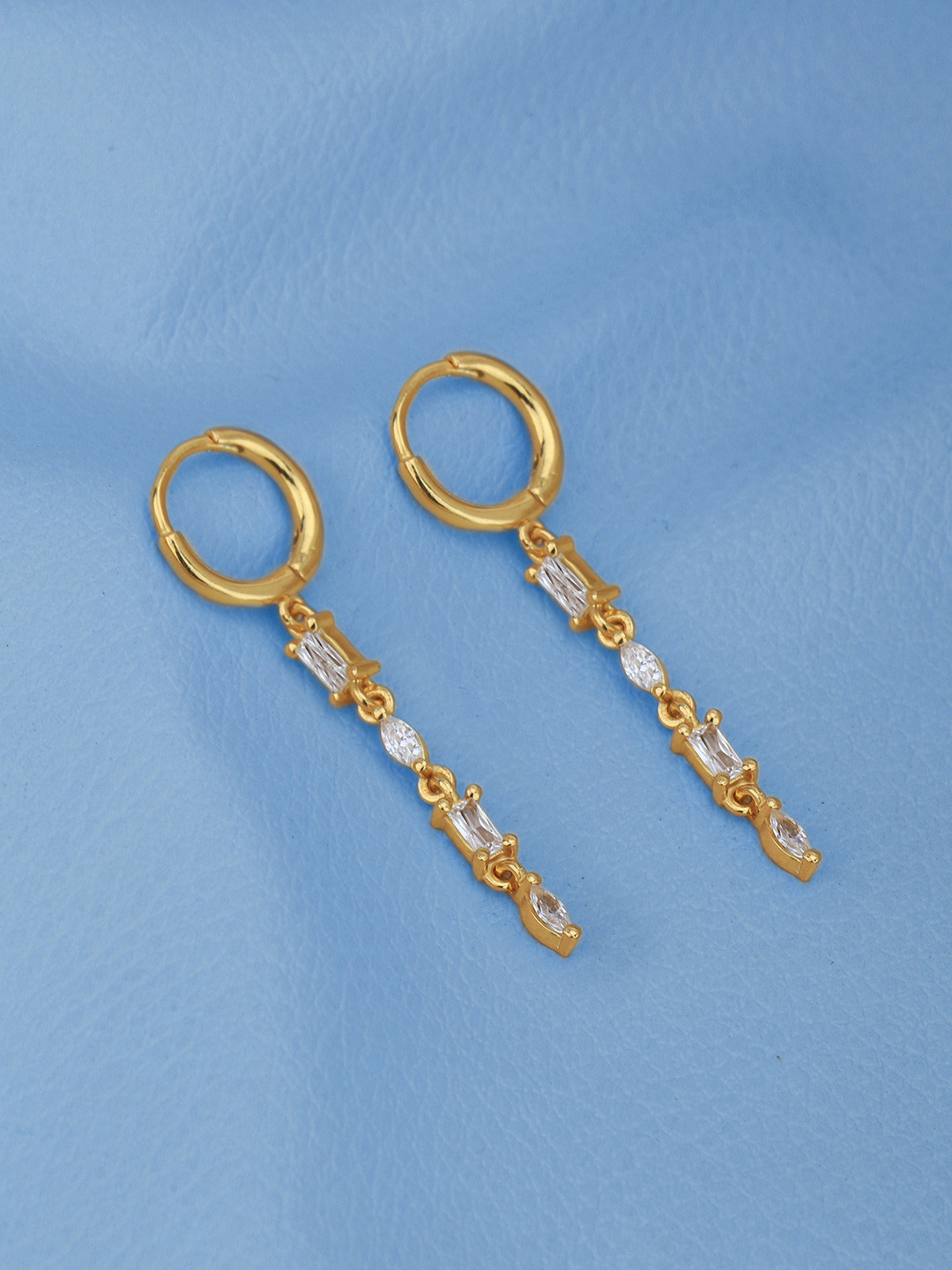 Carlton London 18KT Gold-Plated CZ-Studded Circular Dangling Chain Hoop Earring