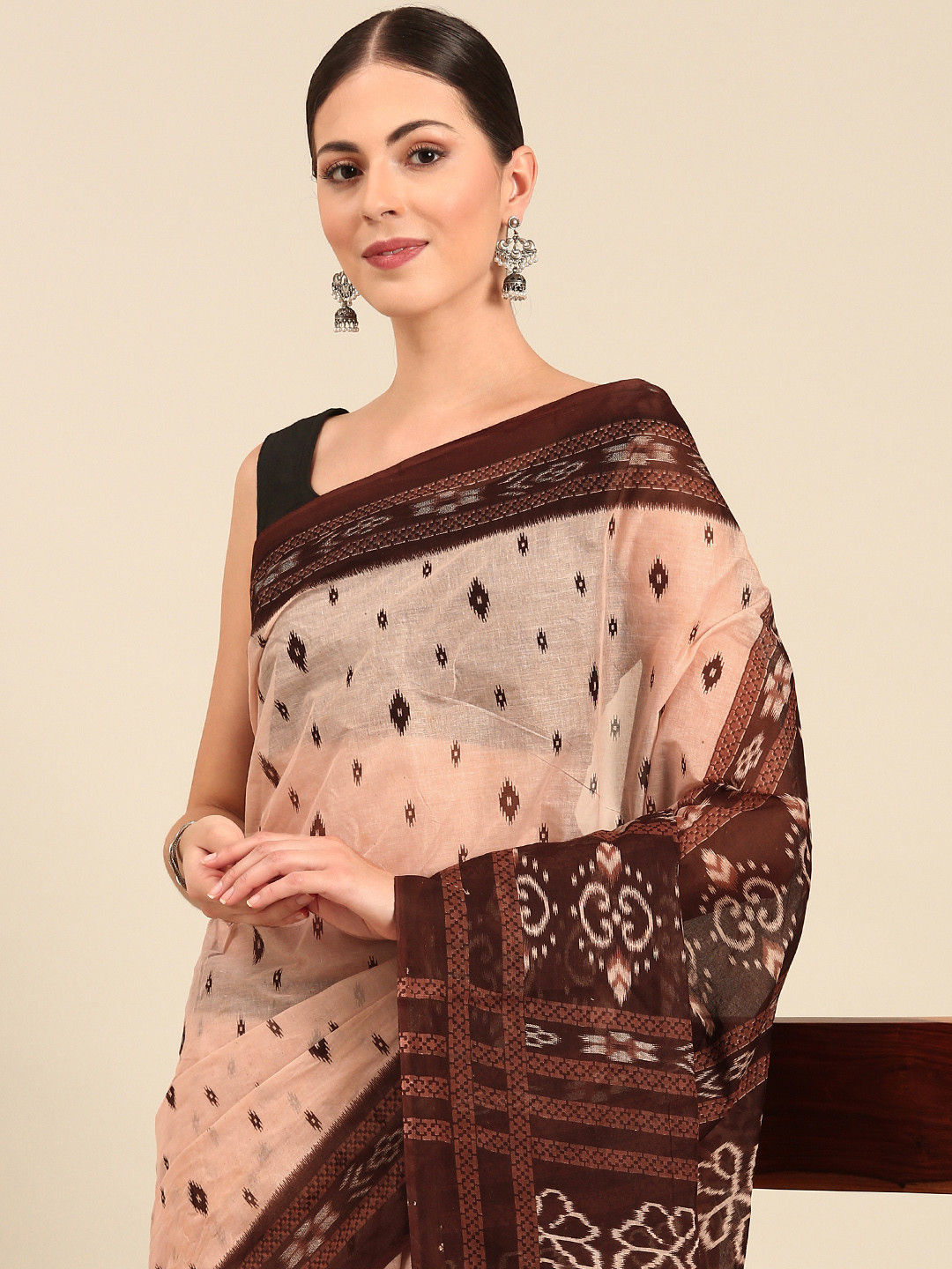 SHANVIKA Ethnic Motifs Ikat Print Pure Cotton Saree