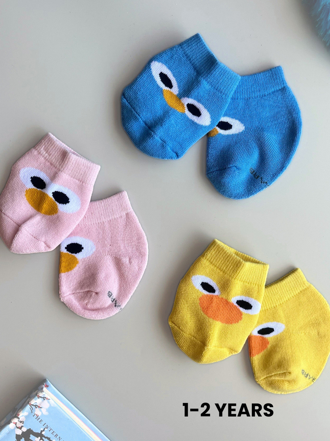 AIR GARB Kids Pack Of 3 Bird Faces Patterned Ankle-Length Socks